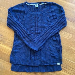 ROXY Pullover Open Knit Sweater Blue Size XL